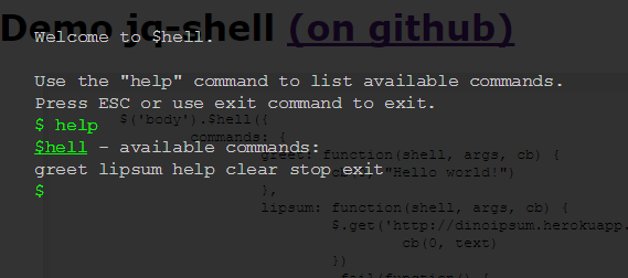 jQuery jq-shell